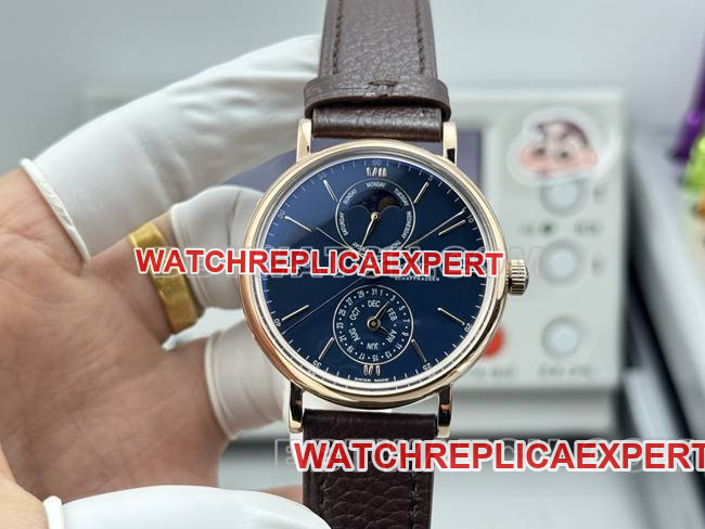Best Replica Watches GR Factory Universal Portofino Rose Gold Blue Dial Belt Model