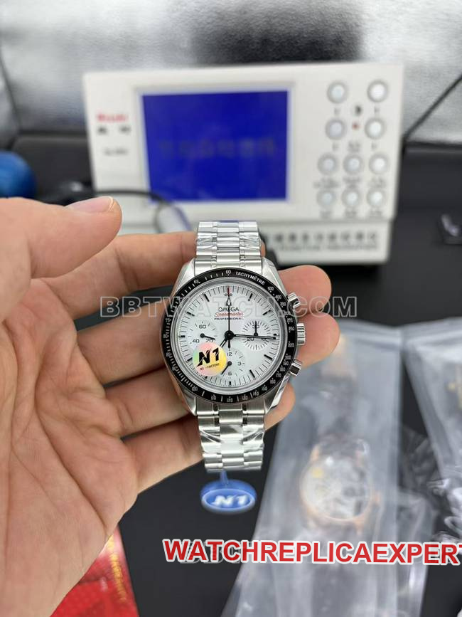 Super Clone Watch Omega Speedmaster N1 Factory White Plate Steel Strap Model