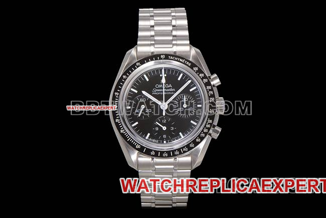 The Best Replica Watch N1 Factory Omega Speedmaster Black Dial Steel Strap