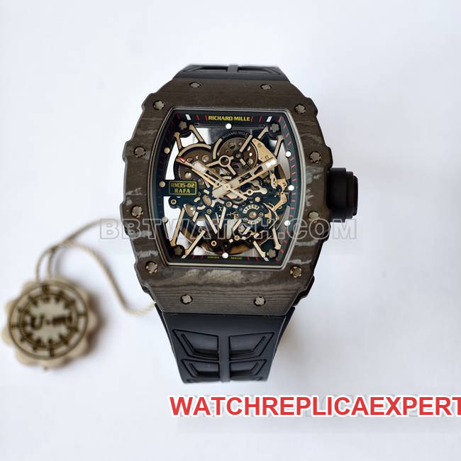 Best Replica Watch RM35-02 Richard Mille from UMI Factory, NTPT Laminated Composite Case, Black Shell and Black Belt