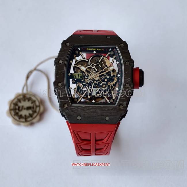 Top-quality replica watch RM35-02 from Richard Mille UMI factory black case and red strap