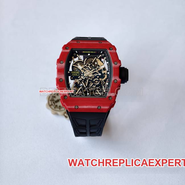Richard Mille RM35-02 UMI Factory Reloj Réplica 1:1 con Caja de Compuesto Laminado NTPT y Correa Negra