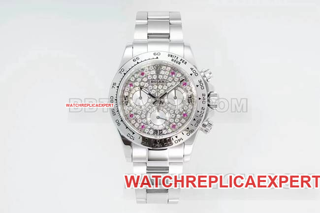 Top Replica Watches Daytona RX Factory Rolex Diamond Plate Mechanical with White Plate Moissan Diamonds