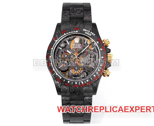 Rolex Daytona TWF réplicas de relojes de fábrica de fibra de carbono rojo modificado a medida