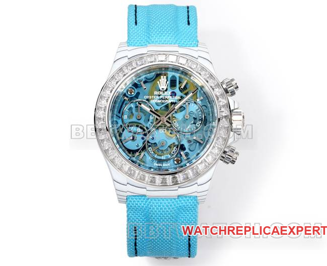 Rolex Daytona TW Factory Las mejores réplicas de relojes Esfera azul Caja de fibra de carbono Correa de nailon azul