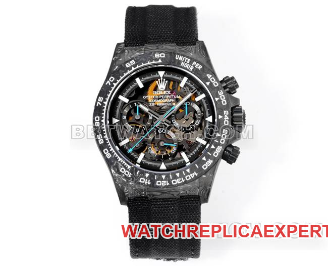 Réplica de relojes Rolex Daytona TW de fábrica Placa negra Caja negra Correa de nailon negra Fibra de carbono 40X12.4