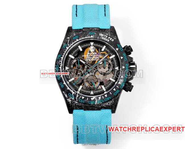 Rolex Super Clone Montres TW Factory Daytona Cadran noir Boîtier noir Bracelet en nylon bleu