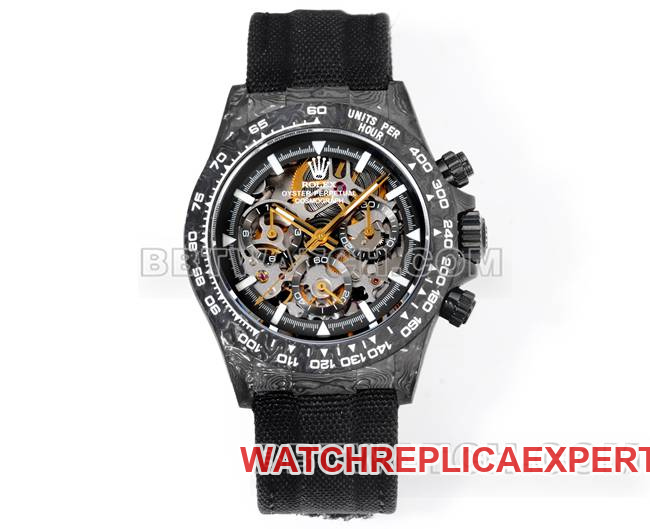 Rolex Daytona esfera negra Carcasa negra Correa de nailon negra Reloj TW Factory Super Clone de fibra de carbono
