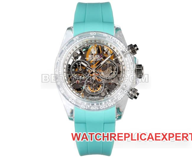Best Replica Rolex TW Factory Daytona Transparent Case Green Rubber Strap Watch