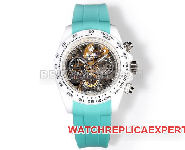 Best Replica Watches TW Factory Rolex Daytona White Case Green Rubber Strap 40mm 40X12.4