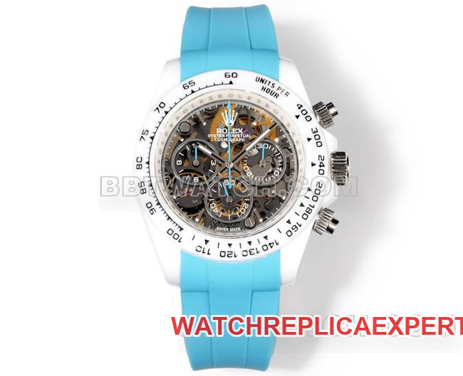 Rolex Super Clone Relógios Rolex TW Factory Daytona Caixa Branca Pulseira de Borracha Azul