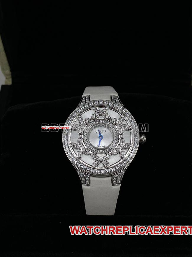 Super Clone watch VCA factory Graff sapphire crystal diamond 33mm quartz movement Classic Butterfly white gold diamond watch