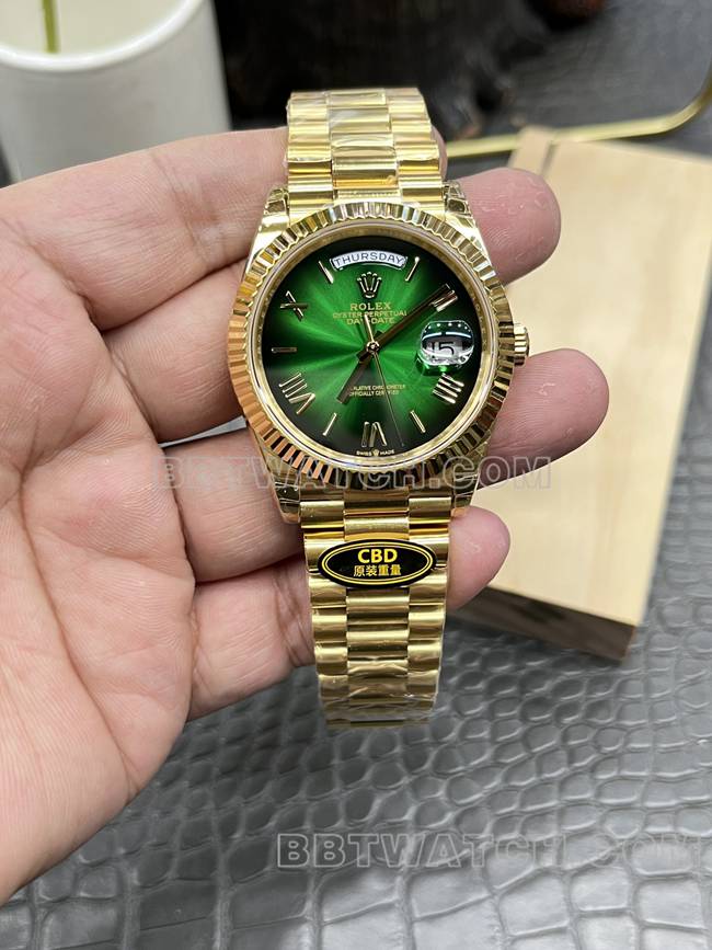 Top-tier Replica Rolex Day-Date 3255 Mechanical 40mm Green Dial from CBD Factory