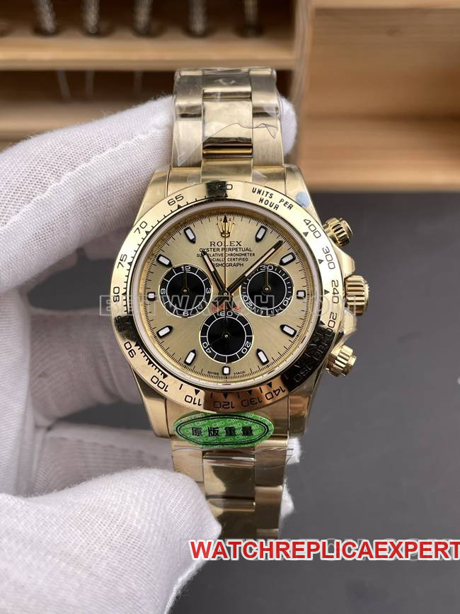1:1 Replica Watch CBD Factory Rolex Daytona 4130 Mechanical 40mm Gold Dial