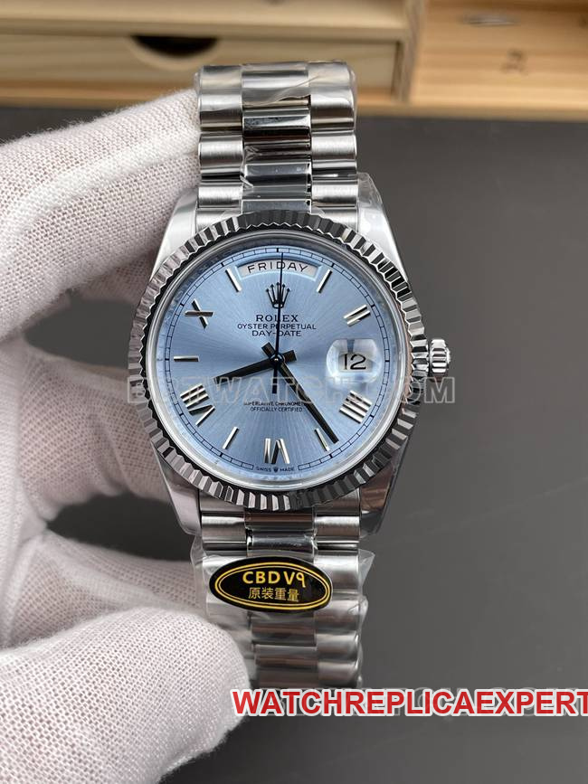 Best Replica Watch CBD Factory Rolex Day-Date 3255 Mechanical Ice Blue Dial 40mm