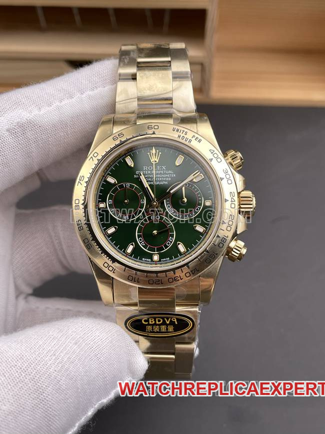 Rolex Rolex Daytona CBD Factory Reloj mecánico Rolex de oro amarillo 4130 con esfera verde