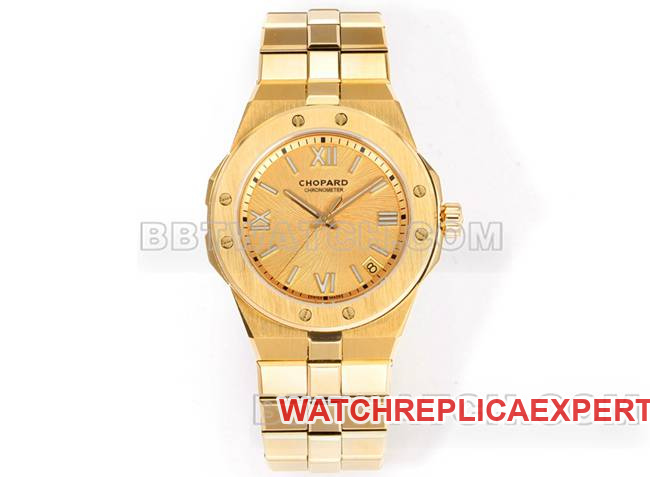 Chopard Alpine Eagle 41 mm Cadran doré GH Factory Réplique de montre 1:1 avec bracelet en acier doré