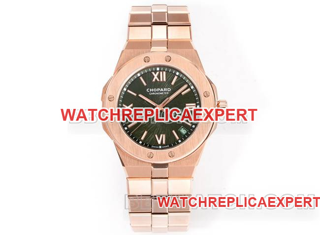 Top-quality replica Chopard GH factory Alpine Eagle green dial 41mm rose gold steel bracelet