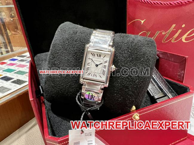 Cartier Tank DR Factory Super Clone Watch Silver White Dial Small Quartz Steel Bracelet