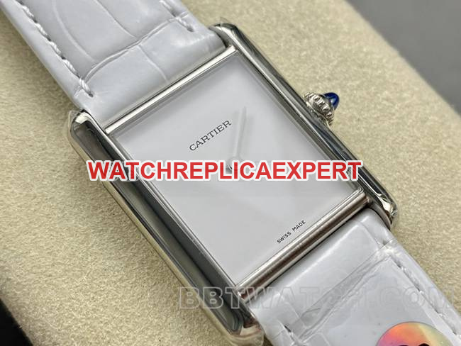 Cartier Tank Must White Dial Quartz White Strap DR Factory Replica Watch
