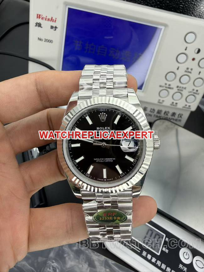 Best CollectRolex ERF Factory Rolex Datejust Black Dial 3235 Mechanical 41mm Oyster Case
