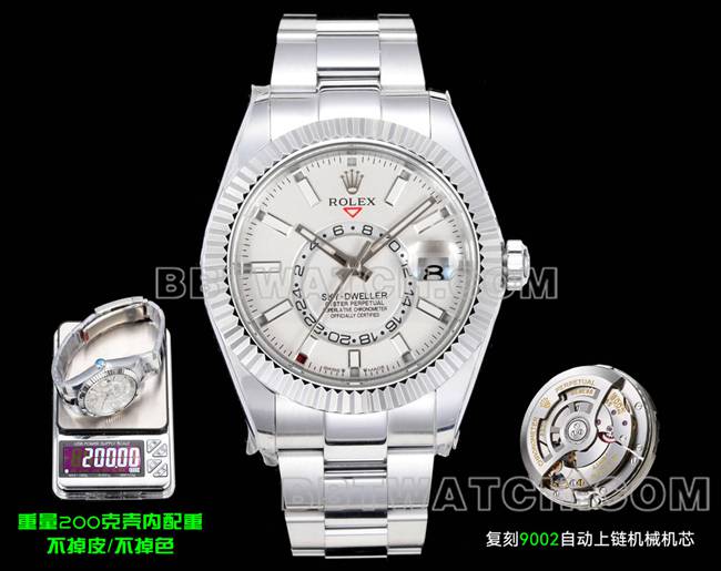 Rolex Best CollectSky-Dweller AR+ Factory P0 White Dial Mechanical Stainless Steel Bracelet Watch