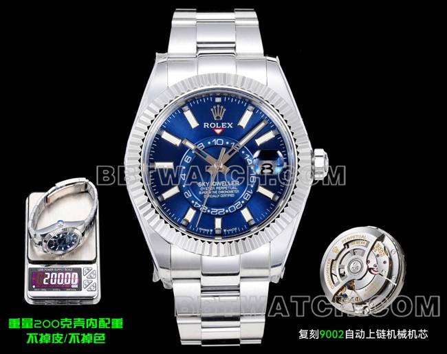 Top CollectWatch AR+ Factory Rolex Sky-Dweller Blue Dial Mechanical Steel Strap