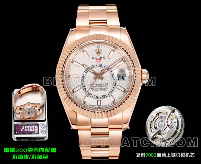 Rolex AR+ Factory Original Factory CollectSky-Dweller White Dial Mechanical Rose Gold Watch