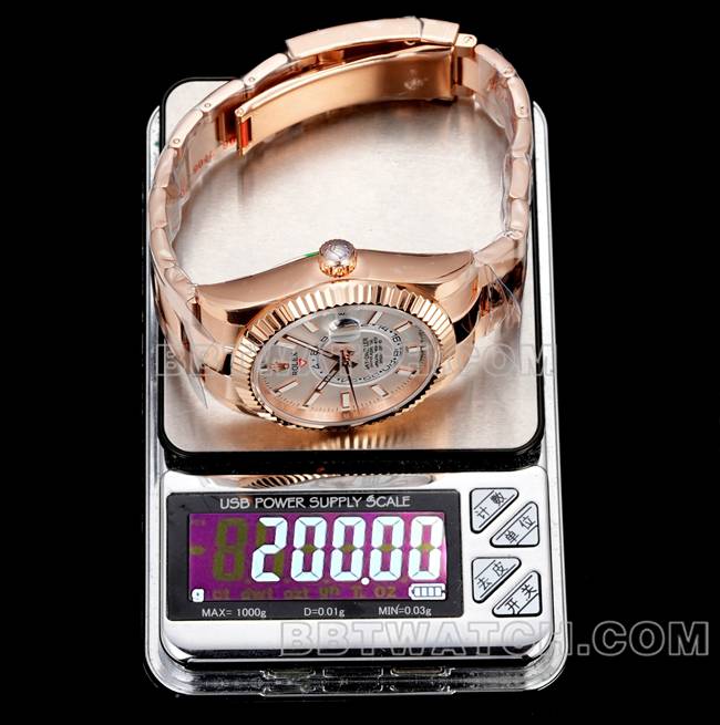 1:1replica watch AR+ factory Rolex pilot white dial mechanical rose gold weight live photos