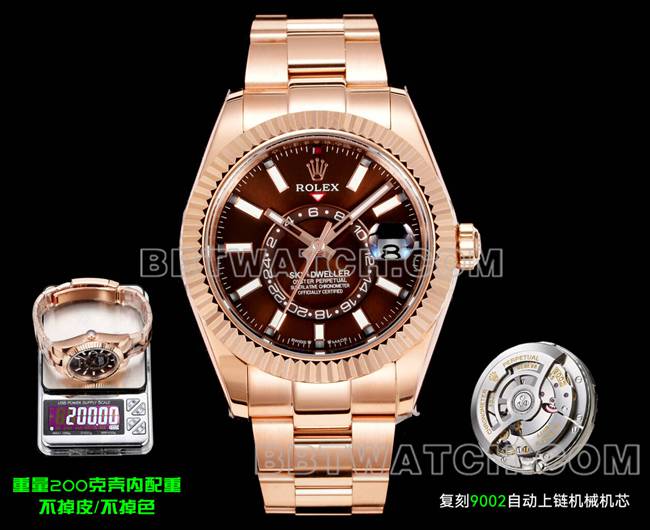 Rolex AR+ Factory Sky-Dweller Brown Dial Mechanical Rose Gold Super Clone Watch
