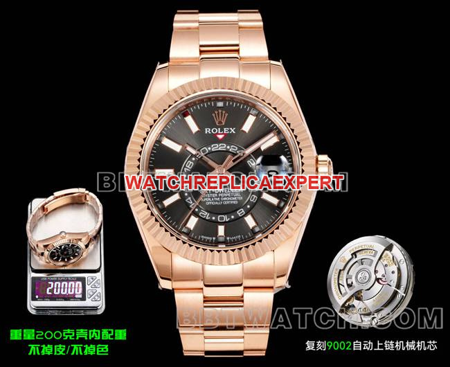 Best CollectRolex AR+ Factory Navigator Black Dial Mechanical Rose Gold 200g Counterweight Version