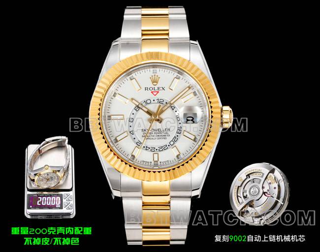 Rolex Sky-Dweller AR+ Factory Top-tier CollectWhite Dial Mechanical Gold Steel Bracelet