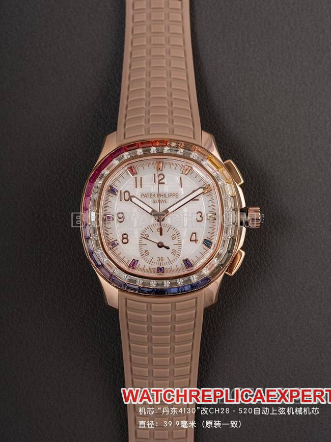 Patek Philippe Aquanaut PPM Factory Original Factory CollectMechanical Watch in 18k Rose Gold with Light Brown Rubber Strap