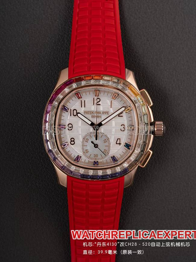 Patek Philippe PPM Factory Aquanaut Chronograph in Rose Gold with Invisible Inlay and Colorful Sapphire Crystal