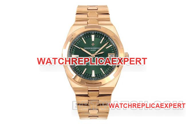 Top-tier Replica Watch PPF Factory Vacheron Constantin Overseas Green Dial Rose Gold 4500V