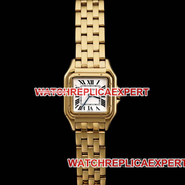 Top-quality CollectCartier Panthere De Cartier BBa factory Cartier white dial yellow gold steel bracelet quartz