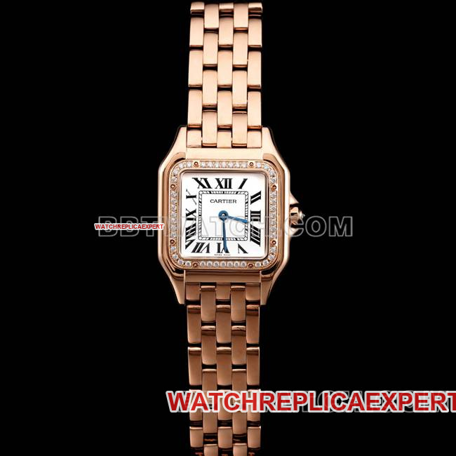 Cartier Cheetah BBa Factory Rose Gold White Dial Diamond Bezel 316L Stainless Steel Quartz Watch