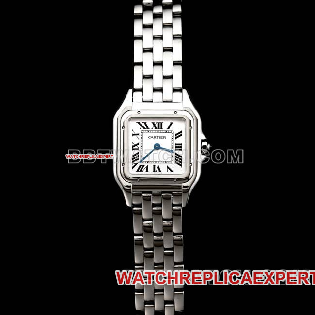 Cartier Panthere De BBa Factory 1:1 Réplica de relógio com mostrador branco e pulseira de aço de quartzo