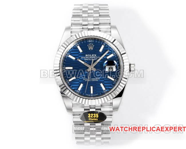Top-quality CollectRolex Datejust 41mm JF Factory Blue Dial with Pit Pattern 3235 Mechanical Watch