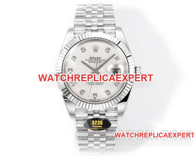 JF Factory Rolex Datejust 41mm Mother-of-Pearl Dial with 3235 Mechanical Movement and White Gold Triangular Pit Pattern
