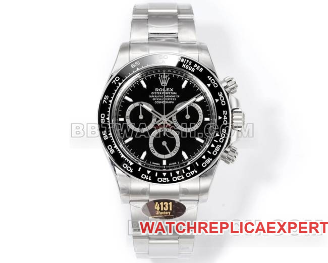 Super Clone Watch JF Factory Rolex Daytona Black Dial 4131 Mechanical 40mm 904L Steel Case