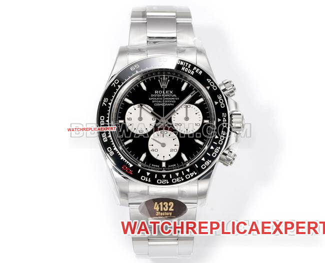 JF Factory Rolex Daytona 40mm Black Dial 4132 Mechanical Super Clone Watch with 904L Steel Case