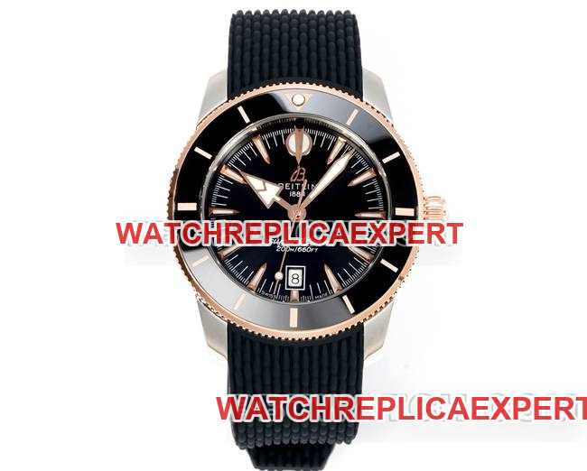 Breitling Superocean Héritage BLS Factory Top CollectBlack Dial Rose Gold Rubber Bracelet