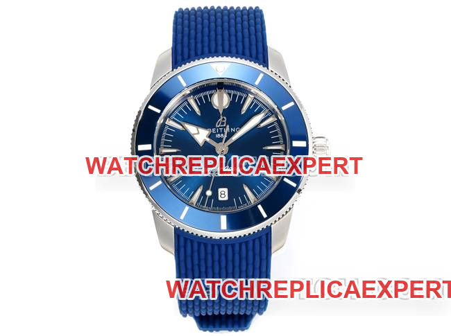 Best CollectWatch Superocean Héritage 42mm BLS Factory Breitling Blue Dial Rubber Bracelet Ceramic Inlaid Bezel