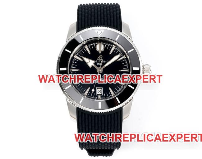 Breitling Super Clone Watch Superocean Héritage BLS Factory Black Dial Rubber Bracelet Ceramic Inlaid Bezel