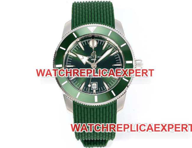 Best CollectWatch Superocean Heritage BLS Factory Green Dial Rubber Strap 42mm Breitling