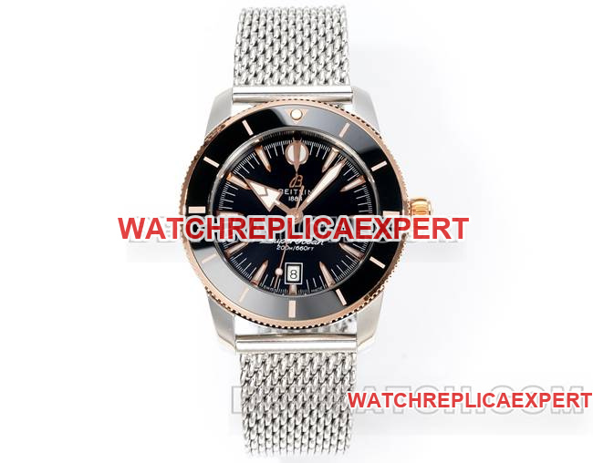 Breitling BLS Factory Superocean Heritage Original Factory CollectWatch with Black Dial, Rose Gold Steel Bracelet and Ceramic-Inlaid Bezel