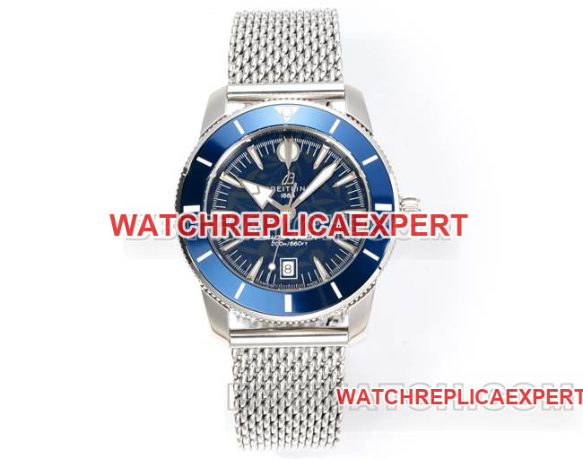 Breitling Super Ocean Culture by BLS Factory, Blue Dial, Stainless Steel Bracelet, Ceramic Inlaid Bezel