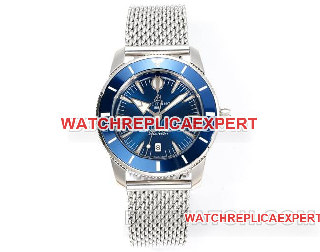 Breitling BLS Factory Original Factory CollectWatch: Superocean Heritage with Blue Dial, Steel Bracelet and Ceramic Inlaid Bezel