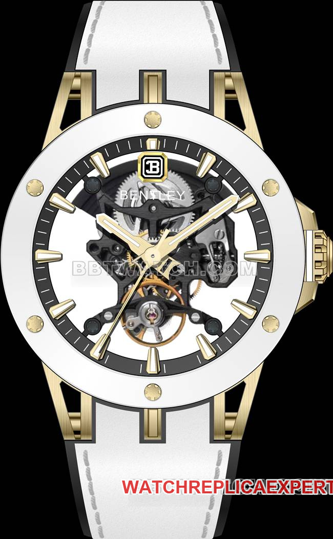 Bentley BL-62 Premium CollectWatch with White Rubber Strap and Skeletonized Design